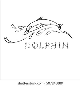 Dolphin logo. Vector Logo of the dolphin Silhouette with text. 