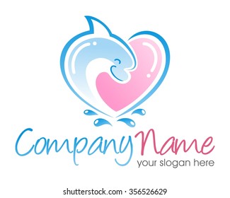 dolphin love logo icon vector