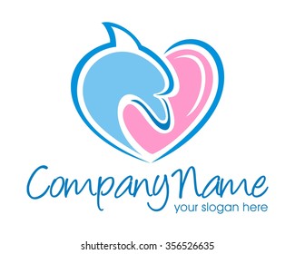 dolphin love logo icon vector