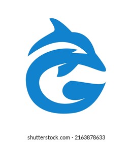 Dolphin and love logo simple and modern