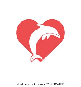 Dolphin love vector logo design. Dolphin and heart icon icon design template.