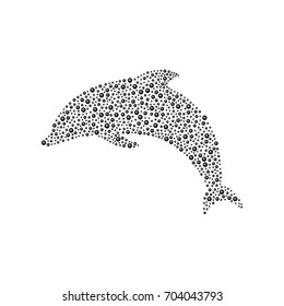 Dolphin made of black balls 