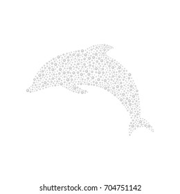 Dolphin made of grey balls 