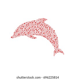 Dolphin made of red balls 