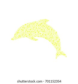 Dolphin made of yellow balls 