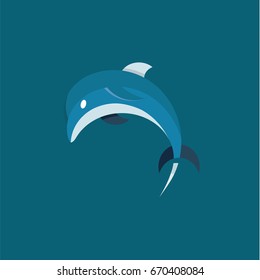 Dolphin mammal logo illustration in a flat style art