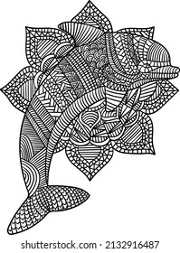 Dolphin Mandala Coloring Pages for Adults