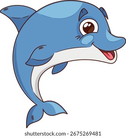 Ilustração de vetor de caracteres marinhos de golfinhos
