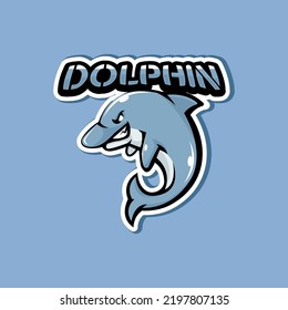 Dolphin mascot logo design illustration vector cartoon for team club sports esport or gaming