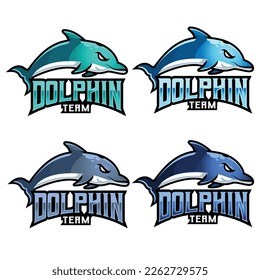 dolphin mascot logo design vector with modern illustration concept style for badge, emblem and tshirt printing. modern dolphin logo illustration for sport, gamer, streamer and esport team.