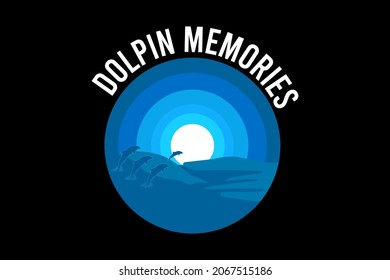 dolphin memories flat design hand drawing
