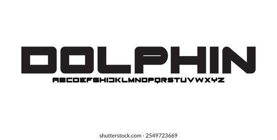 Dolphin, Modern Heavy Bold Rounded Font. Uppercase Number and Symbol. Design vector illustration
