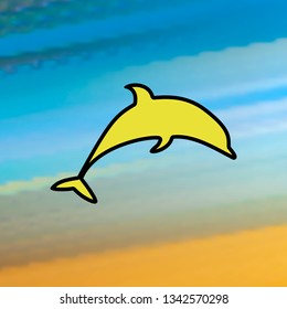 Dolphin mono color icon. Simple color vector of Summer icons for UI and UX, website or mobile application