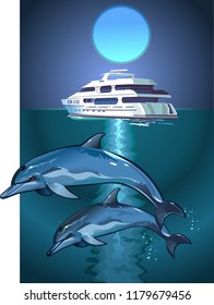 Dolphin and moon
