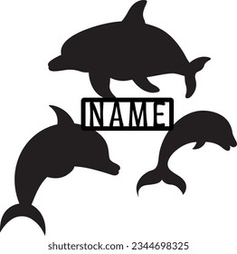 Dolphin name sign laser cut wall decor metal art design