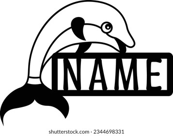 Dolphin name sign laser cut wall decor metal art design