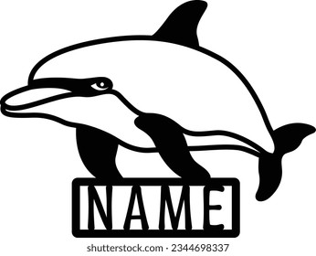 Dolphin name sign laser cut wall decor metal art design