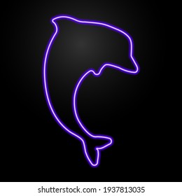 Dolphin neon sign, modern glowing banner design, colorful trend of modern design on black background. Vector illustration.