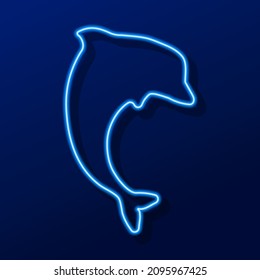 dolphin neon sign, modern glowing banner design, colorful modern design trend. Vector illustration.