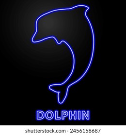dolphin neon sign, modern glowing banner design, colorful modern design trend on black background. Vector illustration.