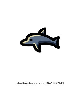 Dolphin Ocean Animal Outline Icon Logo Vector Illustration
