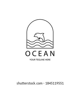 Logo de diseño vectorial de ilustración de delfín oceánica