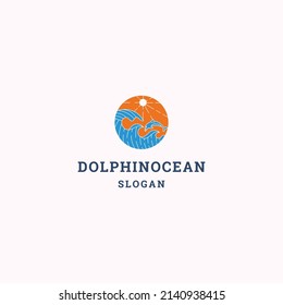 Dolphin ocean logo icon design template vector illustration