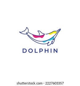 dolphin ocean minimalist abstract line art logo design