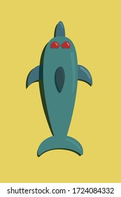 Dolphin on the beach in sunglasses. Top view of a dolphin.  Summer sunny day.