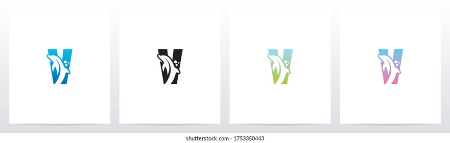 Dolphin On Letter Logo Design V