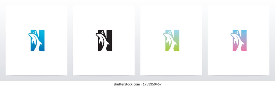 Dolphin On Letter Logo Design N