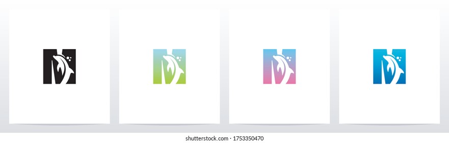 Dolphin On Letter Logo Design M