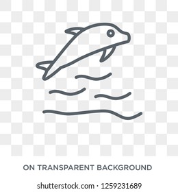 Dolphin on water waves icon. Dolphin on water waves design concept from Summer collection. Simple element vector illustration on transparent background.