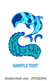 dolphin on the wave vector illustration