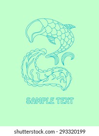 dolphin on the wave vector illustration