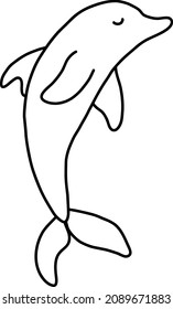 Dolphin on a white background. Vector illustration in the style of a doodle