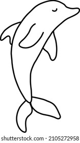 Dolphin on a white background. Vector illustration in the style of a doodle