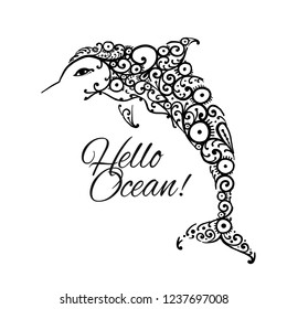 Dolphin ornate logo, sketch for your design