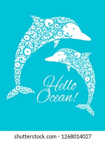 Dolphin ornate logo, sketch for your design