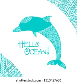 Dolphin ornate logo, sketch for your design