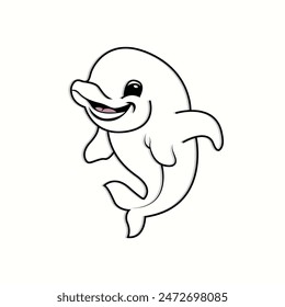 dolphin outline vector illustration of coloring page