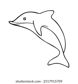 dolphin outline vector illustration,isolated on white background,top view
