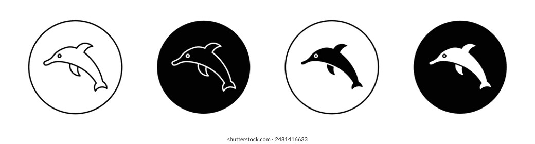 Dolphin outlined icon vector collection.