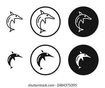 Dolphin outlined icon vector collection.