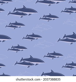 dolphin pattern in blue and purple tones
