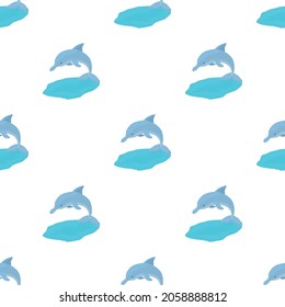 Dolphin pattern seamless background texture repeat wallpaper geometric vector