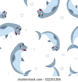 DOLPHIN  pattern. Vector illustration.csrtoon animals.