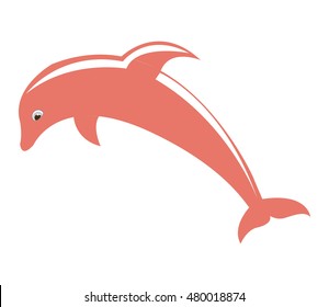 dolphin pink fish isolated vector illustration design