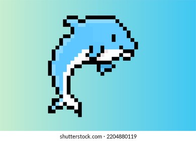 dolphin pixel art design for sea animal content