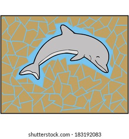 dolphin, pollution, vector illustration